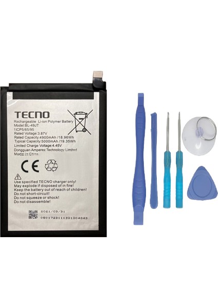 Tecno Camon 18P Uyumlu Batarya Pil Sıfır Orijinal + Tamir Seti