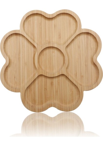 Dekoratif Bambu Sunumluk Tabak Bölmeli Servis Tabağı 25 x 14 cm