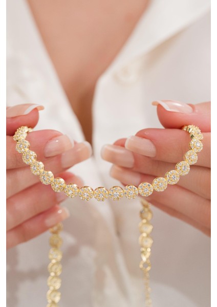 Gümüş Altın Gold Kaplama Beyaz Zirkon Taşlı Pırlanta Modeli Su Yolu Choker Tasma Kolye modelleri