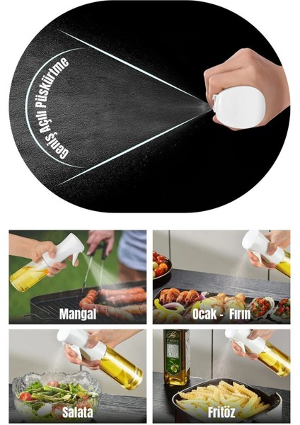 Airfryer Sprey Sprey Cam Şişe - Zeytinyağı, Sirke, Yağ, Izgara, Fritöz, Salata, Yağ Püskürtücü