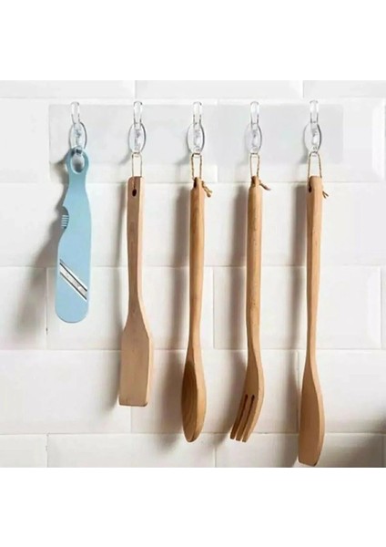 Mutfak Banyo Kapı Askısı -5li Kendinden Yapışkanlı Güçlü Şeffaf Askılık