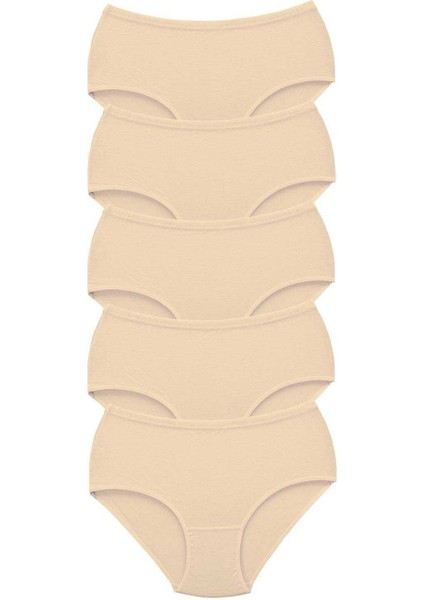 5 Adet Kadın Yüksek Bel Bato Kalın Lastik Külot Ten