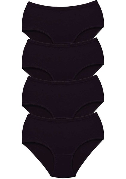 4 Adet Kadın Yüksek Bel Bato Kalın Lastik Külot Siyah