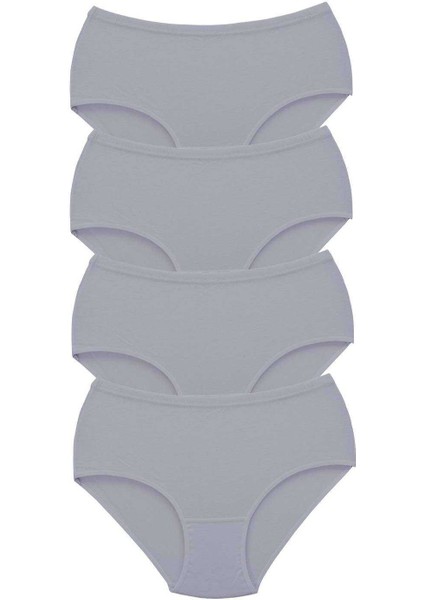 4 Adet Kadın Yüksek Bel Bato Kalın Lastik Külot Gri