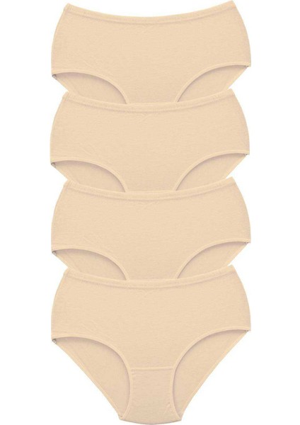 4 Adet Kadın Yüksek Bel Bato Kalın Lastik Külot Ten