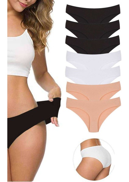 7 Adet Kadın Dikişsiz Lazer Kesim Esnek İz Yapmayan Külot S4