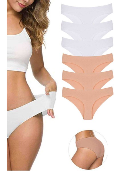 6 Adet Kadın Dikişsiz Lazer Kesim Esnek İz Yapmayan Külot S3