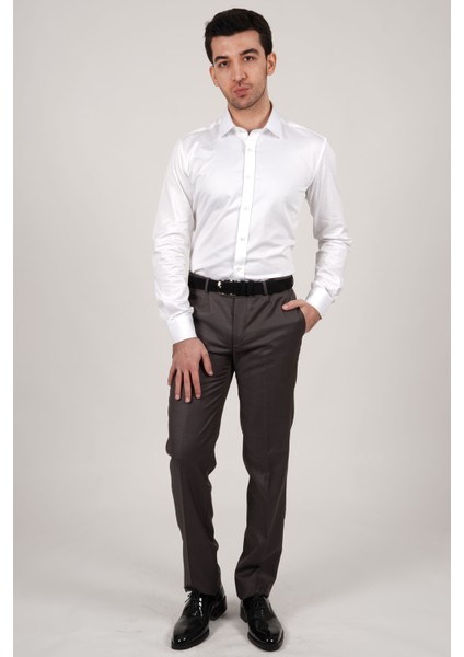 Slim Fit Düz Beyaz Gömlek