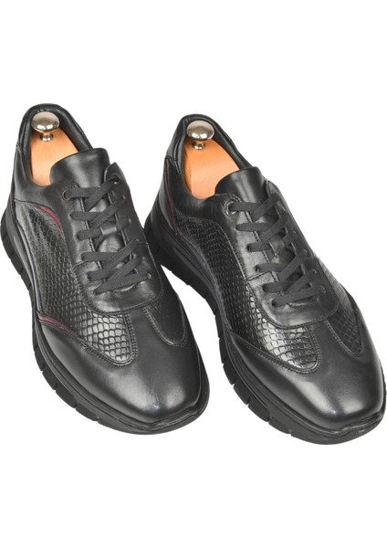Desenli Bağcıklı Yüksek Taban Deri Spor Ayakkabı Casual Sneaker 2509994 fırsatları