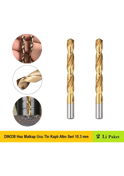 DIN338 Hss Matkap Ucu Tin Kaplı Altın Seri 10.3 mm