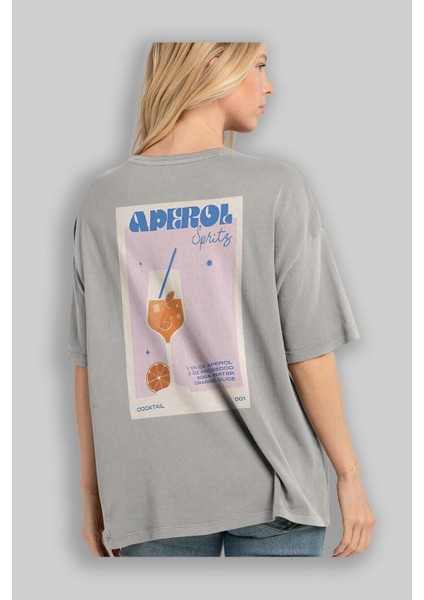 Aperol Spritz Arka Baskılı Oversize T-Shirt Erkek Kadın Unisex %100 Pamuk Bisiklet Yaka Tişort modelleri