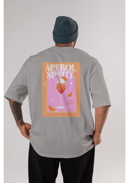 Aperol Spritz 2 Arka Baskılı Oversize T-Shirt Erkek Kadın Unisex %100 Pamuk Bisiklet Yaka Tişort