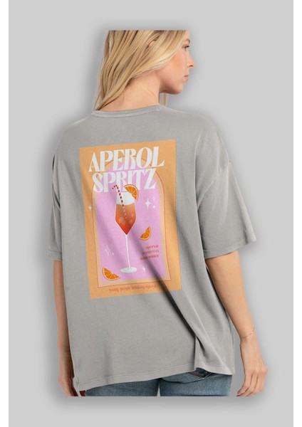 Aperol Spritz 2 Arka Baskılı Oversize T-Shirt Erkek Kadın Unisex %100 Pamuk Bisiklet Yaka Tişort modelleri