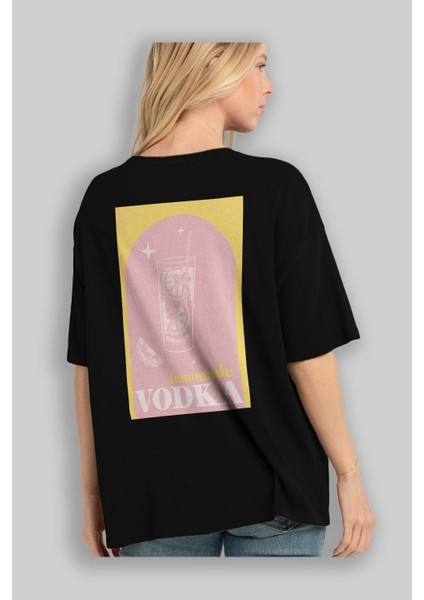 Vodka Limon Arka Baskılı Oversize T-Shirt Erkek Kadın Unisex %100 Pamuk Bisiklet Yaka Tişort fırsatları
