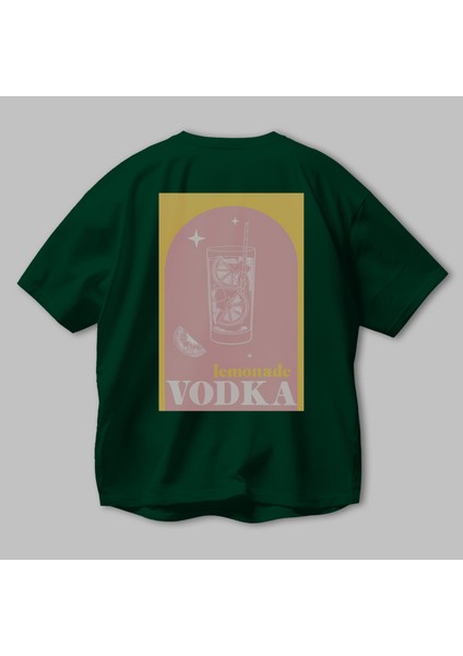Vodka Limon Arka Baskılı Oversize T-Shirt Erkek Kadın Unisex %100 Pamuk Bisiklet Yaka Tişort modelleri