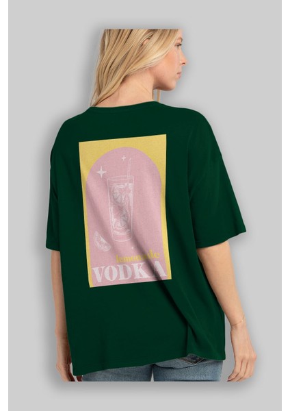 Vodka Limon Arka Baskılı Oversize T-Shirt Erkek Kadın Unisex %100 Pamuk Bisiklet Yaka Tişort fırsatları