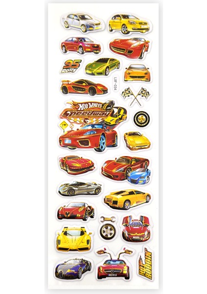 Yarış Arabaları Kabartmalı Kendinden Yapışkanlı Sticker