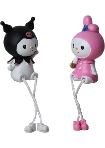 My Melody Kuromi Ayakları Sallanan 2'li Biblo Seti Dekoratif Ürün Ofis Yeni Yıl Doğum Günü si fiyatları