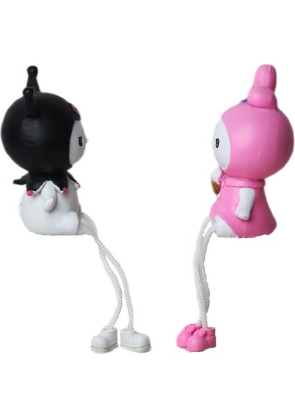 My Melody Kuromi Ayakları Sallanan 2'li Biblo Seti Dekoratif Ürün Ofis Yeni Yıl Doğum Günü si modelleri