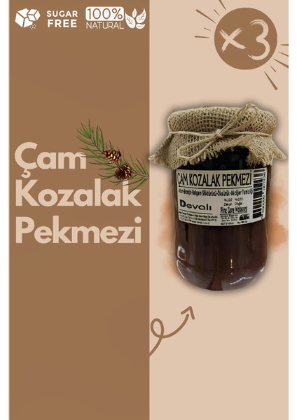 3 Adet Doğal Çam Kozalak Pekmezi (Şekersiz) 820 gr