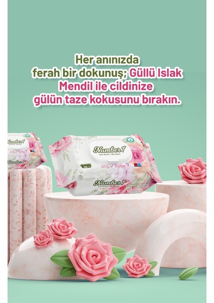 Gül Kokulu Islak Mendil 12x90