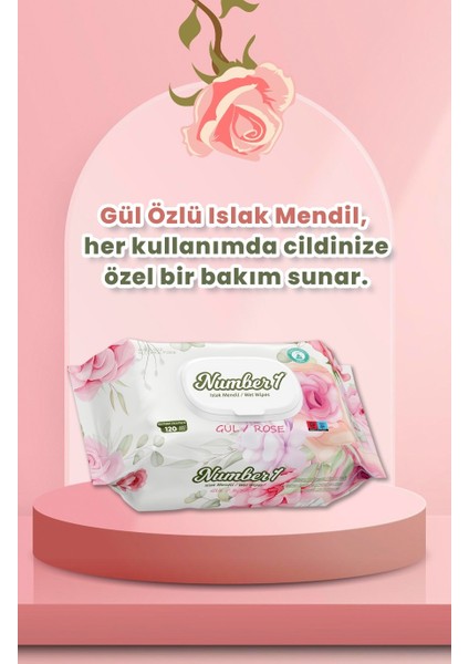 Gül Kokulu Islak Mendil 12x90