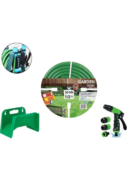 Garden VGP30 Kırılmaz Örgülü Bahçe Su Hortumu 30 mt 6 Parça