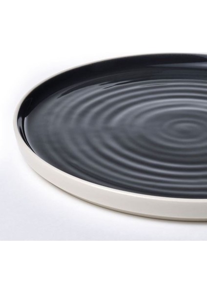 Ombonad Tabak Seti, 26 Cm Gri Renk 2’Li Rustik-Stoneware Servis Sunum Tabağı