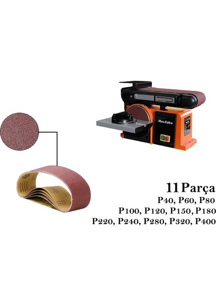 Max Extra MX3795 Uyumlu Tezgah Bant Zımpara Kağıdı 11 Parça