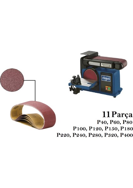 Scheppach BTS800 Uyumlu Tezgah Bant Zımpara Kağıdı 11 Parça
