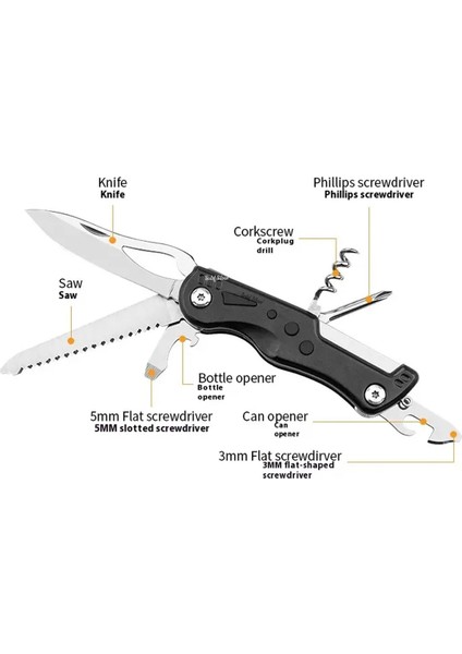 8 Fonksiyonlu Paslanmaz Çelik Çok Amaçlı Katlanır Testere Tirbuşon Tornavida Açacak Çakı modelleri