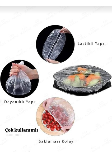 Tabak Bonesi, Tazeliği Koruyan Tabak Bonesi,şeffaf Saklama Torbası, Tekrar Kullanılabilir 100 Adet