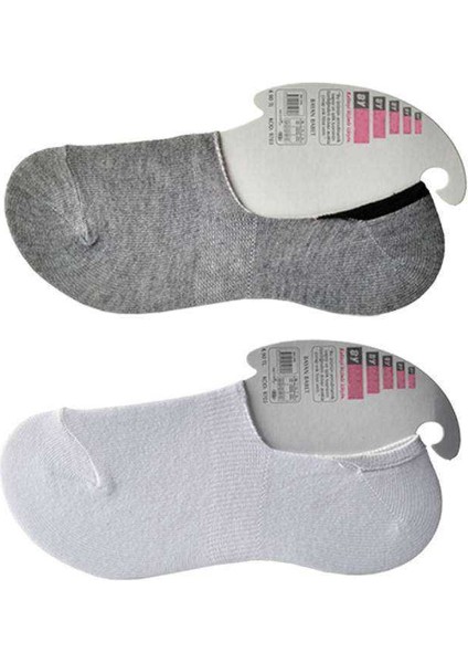 Gri ve Beyaz Kadın Babet Çorap 6 Çift modelleri