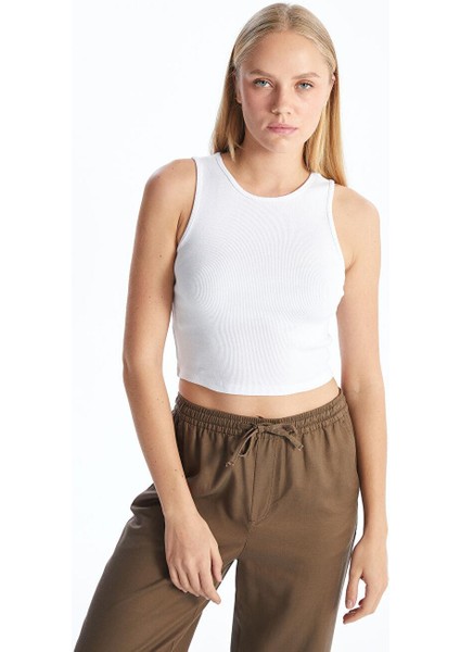 Xsıde Bisiklet Yaka Dokulu Kadın Crop