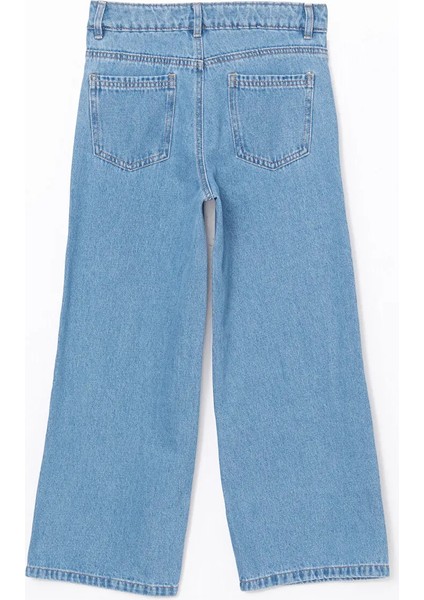Lcw Kids Mavi Beli Ayarlanabilir Lastikli Çiçekli Kız Çocuk Jean Pantolon fiyatları