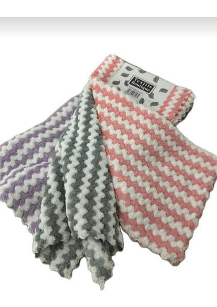 Pofidik Pofuduk Pamuklu Mutfak Bezi 3ADET 30X30CM Mikrofiber