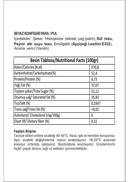 Beyaz Para Pul Çikolata 2.5 kg