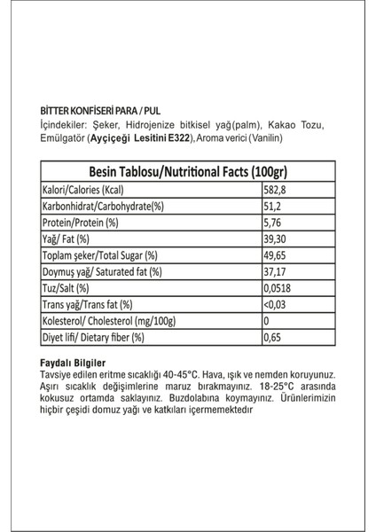 Bitter Para Pul Çikolata 2.5 kg