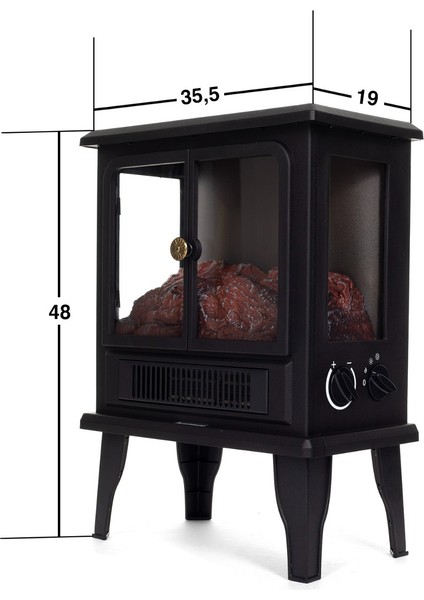 Elektrikli 3 Camlı Fanlı Isıtıcılı Şömine