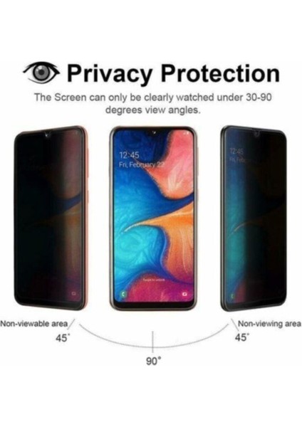 Samsung A20/A30/A50 Uyumlu Hayalet Privacy Tam Kaplama Parmak Izi Bırakmayan Ekran Koruyucu Kırılmaz