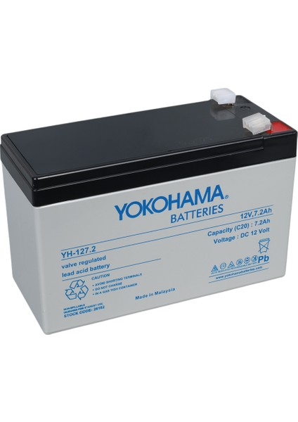 Yokohama YH-127.2 12 Volt - 7.2 Amper Upsler Için Kuru Akü (150 x 65 x 90 Mm)