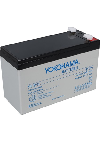 Yokohama YH-129.0 12 Volt - 9 Amper Akü (150 x 65 x 90 Mm)