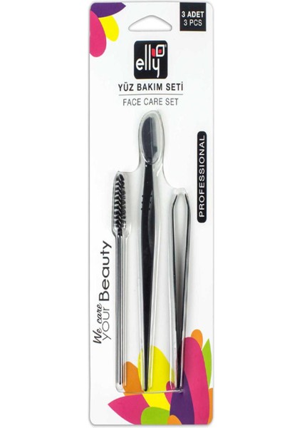 Yüz Bakım Seti Üçlü Mascara Fırçası+Cımbız+Ustura 03_9776 ELLYFACESET03