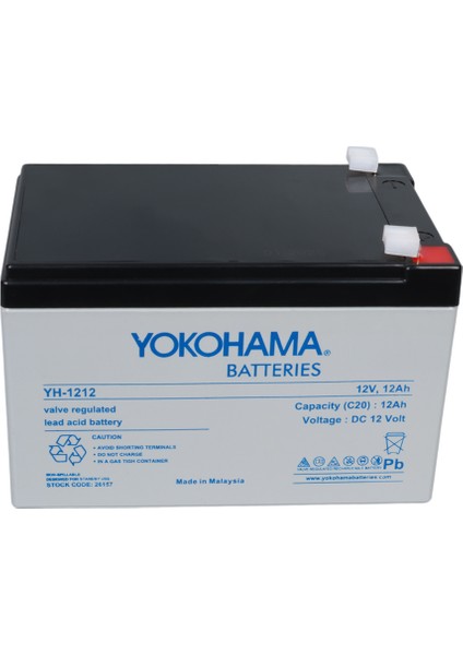 Yokohama YH-1212 12 Volt - 12 Amper Kuru Akü (151 x 98 x 95 Mm) fiyatları
