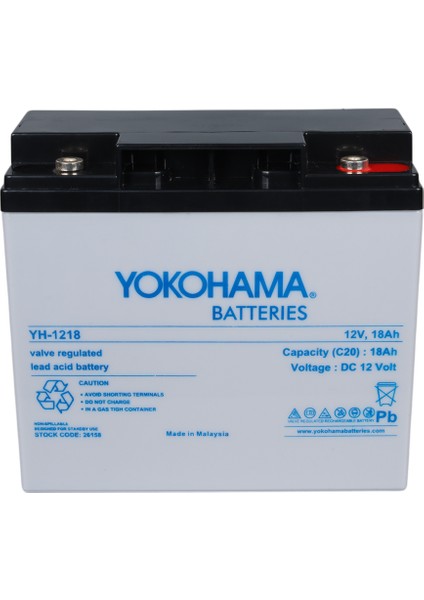 Yokohama YH-1218 12 Volt - 18 Amper Kuru Akü (181 x 76 x 167 Mm) fiyatları