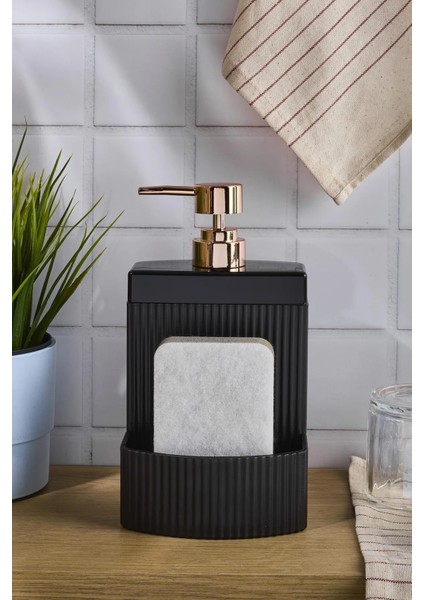 Kelly Black Sünger Hazneli Akrilik Mutfak Sıvı Sabunluk 540ML
