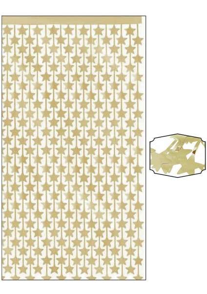 Metalize Arka Fon Gold Yıldız Kapı Perdesi 100 x 200 cm