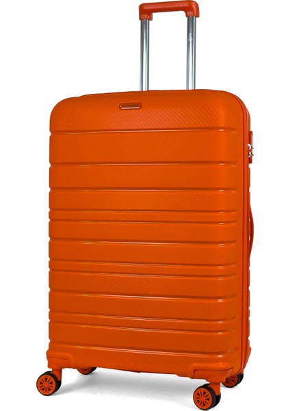 Karbon Pp Horizon Serisi Kırılmaz Valiz, Turuncu - Büyük Boy