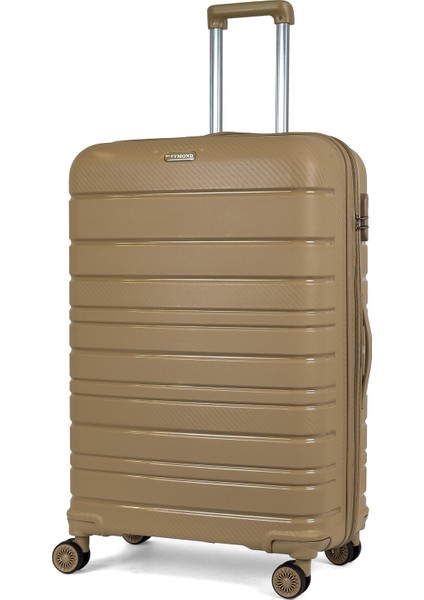 Karbon Pp Horizon Serisi Kırılmaz Valiz, Gold - Büyük Boy