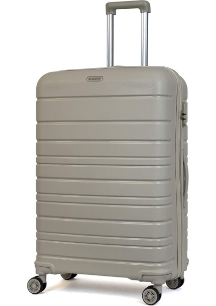 Karbon Pp Horizon Serisi Kırılmaz Valiz, Bej - Büyük Boy